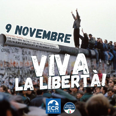 Flash mob Fratelli d'Italia al Parlamento Europeo: 34 anni dalla caduta del Muro di Berlino